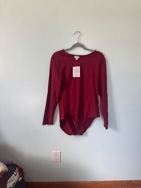 LuLaRoe Deep Red Long Sleeve Nova Bodysuit